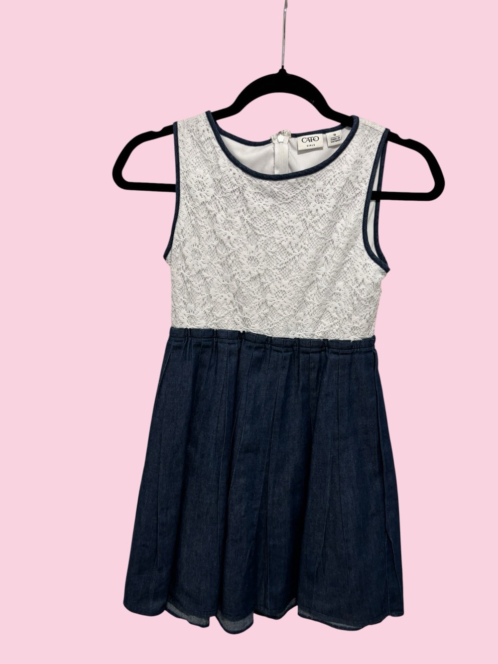CATO Lace & Denim Navy and White Girls Dress Size 10